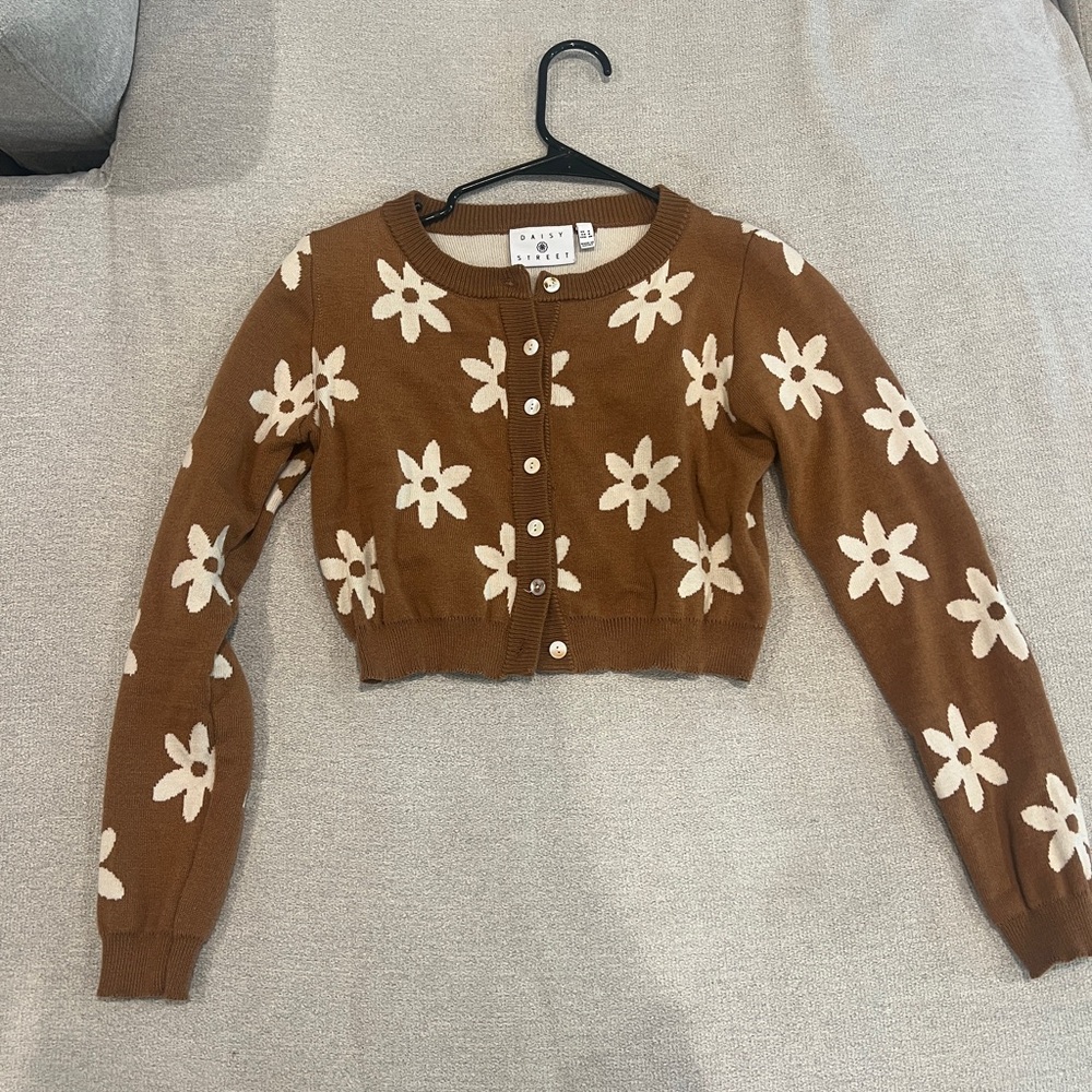 Urban Outfitters Brown Cream Cardigan Sweater